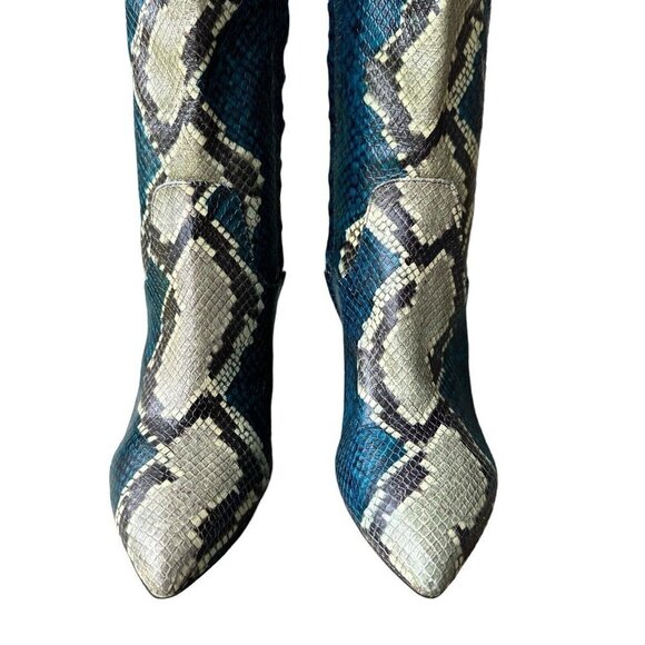 Sam Edelman Leather‎ Boots Hai Snakeskin Peacock Blue Knee High Women 6.5 M EUC - Picture 5 of 10
